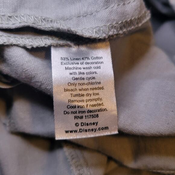 Junk Food X Disney Gray Embroidered Mickey Mouse Linen Blend Shorts Romper Med - Picture 6 of 9